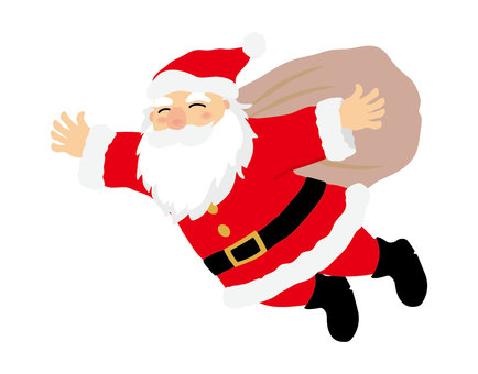空飛ぶサンタクロース1 サンタクロース,おじいさん,クリスマスのイラスト素材