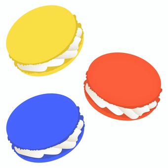 クリーム入りマカロン　原色 マカロン,マキャロン,マコロン,フランス,焼菓子,焼き菓子,洋菓子,菓子,甘味,お菓子のイラスト素材