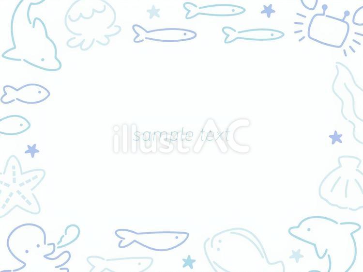 海の生き物のフレーム素材 フレーム,海,生き物のイラスト素材