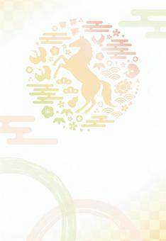 馬の年賀状 背景 2026年午年 和風 年賀状,馬,午,和柄,背景,正月,文字,筆文字,年賀,お正月のイラスト素材