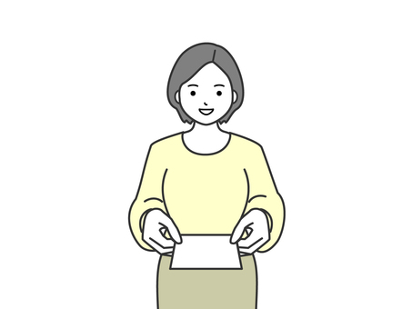 笑顔で名刺を差し出す女性 名刺交換,差し出す,名刺,ビジネスマナー,ビジネスシーン,女性,営業,はじめまして,挨拶,メモのイラスト素材
