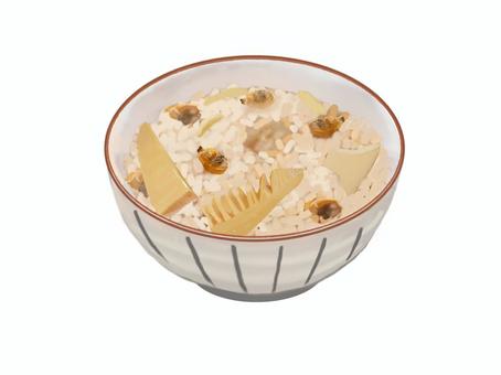 あさりと筍の炊き込みご飯(3) アサリ,あさり,筍,炊き込みご飯,ご飯,ごはん,旬,季節,料理,単品のイラスト素材