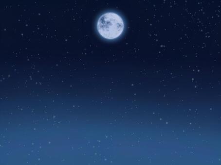 月空のほとり【1】月と風の静かな夜 満月,冬,雪,空,夜,幻想,神秘的,和風,静寂,背景素材のイラスト素材