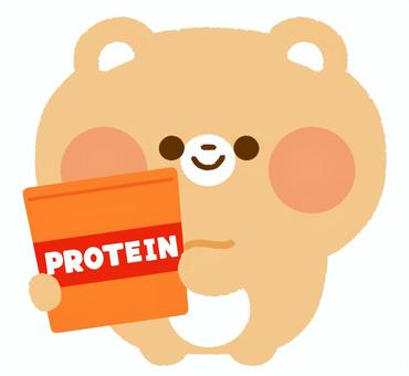 プロテインをもつくま くま,プロテイン,筋トレ,ダイエット,タンパク質,かわいいのイラスト素材