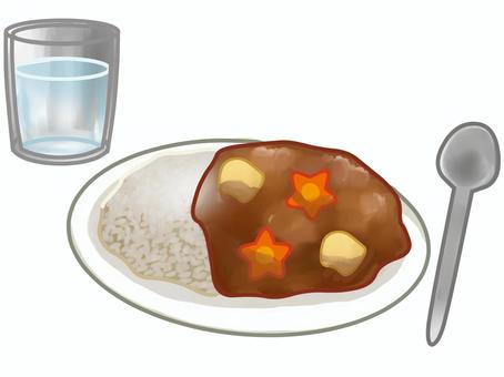 カレー カレーライス,カレー,食事,家庭料理,子供,ランチ,ディナー,人気メニュー,定番,スプーンのイラスト素材