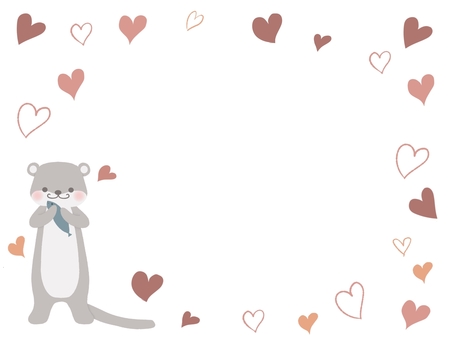 Illustration, otter, fish, heart, 