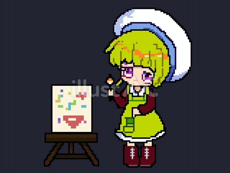 画伯 画家,ピクセル,キャンバスのイラスト素材