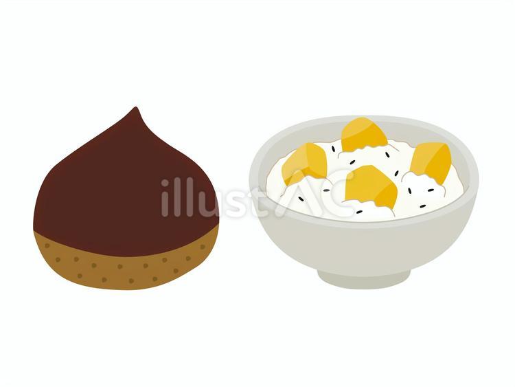 栗と栗ごはんの並盛り 栗ごはん,栗,栗料理のイラスト素材