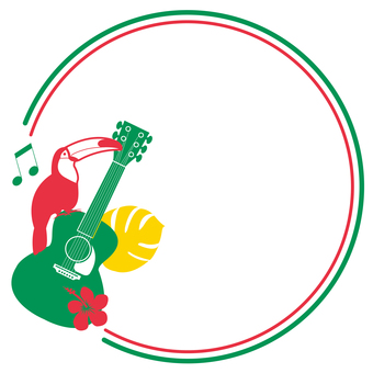 Tropical circular frame with toucan and guitar, JPG, PNG and AI Tropical circular frame with toucan and guitar, tropical, guitar, musics, JPG, PNG and AI