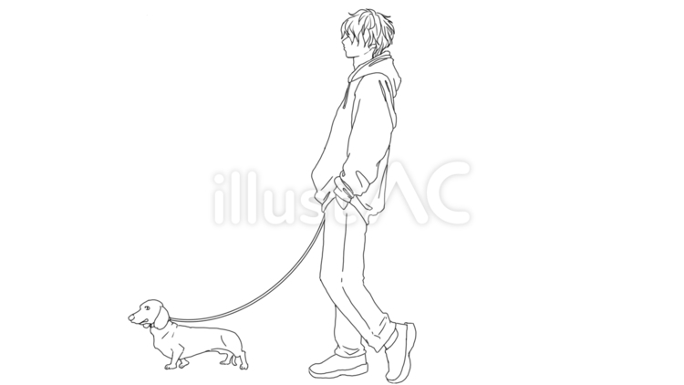 犬の散歩（男性） 男性,犬,散歩のイラスト素材