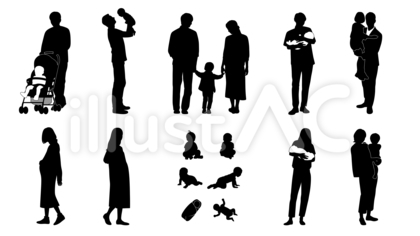 育児や親子の人物シルエット_妊婦/赤ん坊