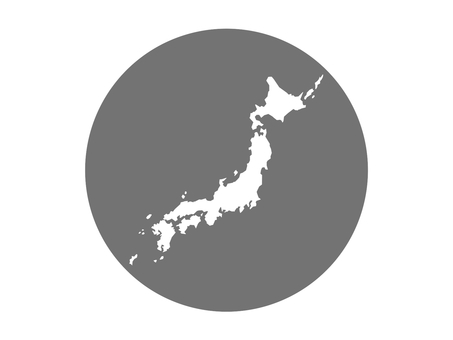 円の中にある日本列島（日本地図）（灰色） 日本,日本列島,日本地図,国土,領土,列島,島国,地図,図案,日の丸のイラスト素材