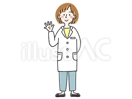 笑顔で手をふる女性医師