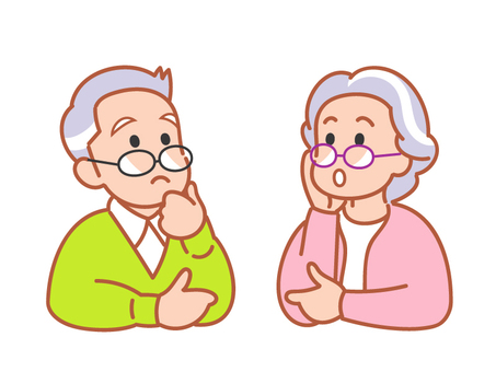 elderly people thinking, senior citizens, to think about, senior, JPG, PNG and AI