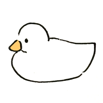 手描き白いアヒル（左向き） アヒル,動物,鳥,ガチョウ,白いアヒル,birdのイラスト素材