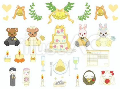 ブライダル素材セット新郎新婦イエロー