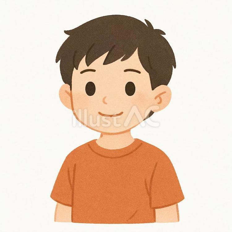 男の子 男の子 笑顔,子ども,半袖のイラスト素材