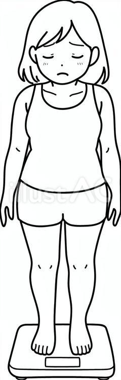体重計に乗る女性 体重,体重計,体重測定のイラスト素材