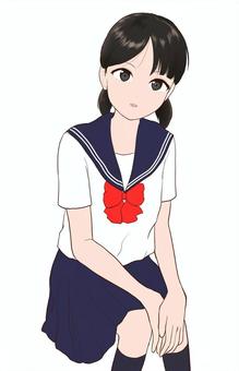 Girl in a sailor suit to sit on 2, JPG and PNG Girl in a sailor suit to sit on 2, people, woman high student, middle school girls, JPG and PNG