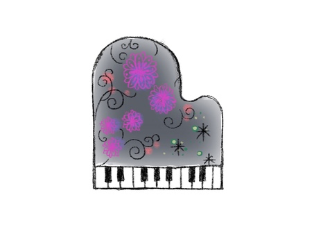 ピアノ ピアノ,グランドピアノ,線画,おしゃれ,シンプルのイラスト素材