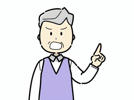 指をさす注意するおじいさん 指をさす注意するおじいさん 上半身,おじいさん,注意,指さす,老人,高齢者,祖父,シニア,年寄り,白髪のイラスト素材