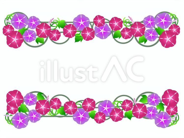 あさがおの飾り枠＿ライン あさがお,花,植物のイラスト素材