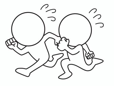 デッドヒート 棒人間,競走,線画,シンプル,ゆるいのイラスト素材