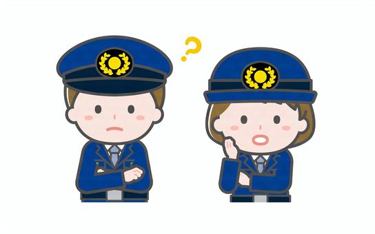 ミニ_2人_警察官の男女04 男性,女性,大人,職業,仕事,警察官,警察,公務員,巡査,捜査のイラスト素材