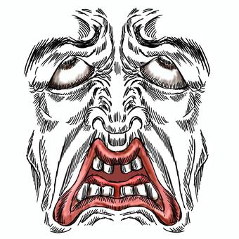 やる気ない表情パーツ線画 無気力,だるい,ヒマ,退屈,めんどくさい,飽きる,しんどい,表情,感情,顔のイラスト素材