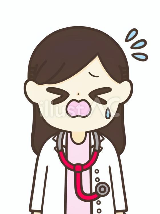 焦っている女性の医者 医者,医師,女医のイラスト素材