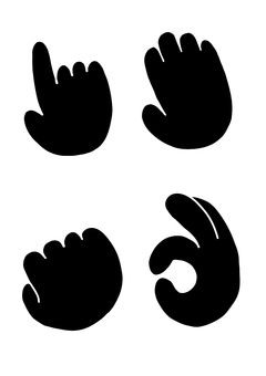 手描き手のアイコン〜黒〜 手,セット,手のひら,オッケー,グー,指さしのイラスト素材