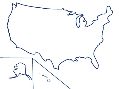 アメリカ地図線画 アメリカ地図線画 世界地図,アメリカ,手描き,社会,歴史,地理,留学,旅行,世界情勢,ニュースのイラスト素材