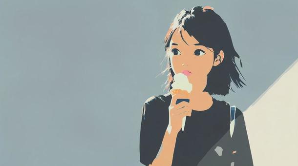 アイスクリームを見つめる女の子