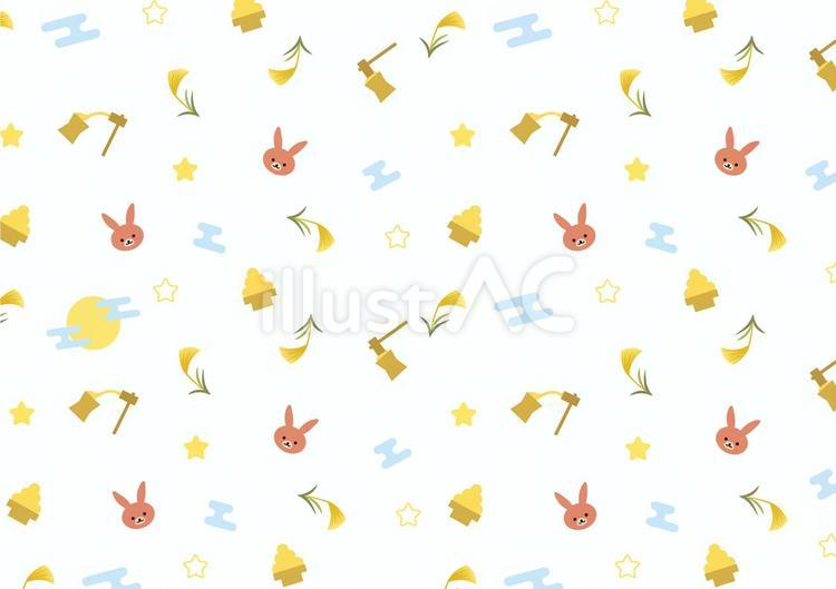 お月見のシームレス背景 お月見,すすき,満月のイラスト素材