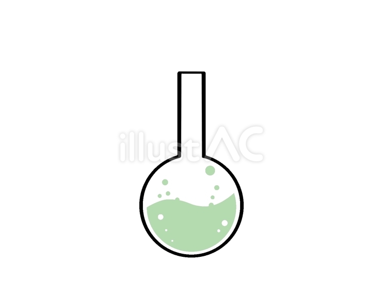 フラスコの素材実験器具（緑） フラスコ,実験,科学のイラスト素材