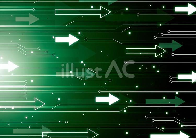 電子回路と矢印の緑色のサイバー背景素材 デジタル,サイバー,電子回路のイラスト素材