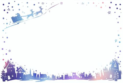 クリスマスタウン・ドリーミー グラデーション,フレーム,枠,飾り枠,メッセージカード,ポストカード,カード,レトロ,囲み枠,素材のイラスト素材