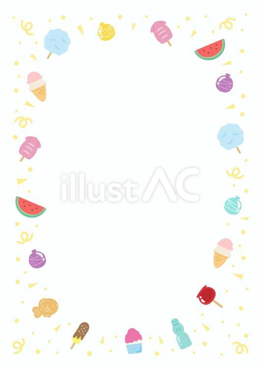 夏祭りの食べ物、夏休みのフレーム 夏祭り,夏,祭りのイラスト素材