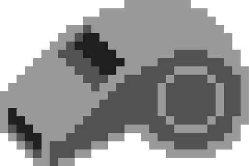 ドット絵のグレーのホイッスルです。 ドット絵,ホイッスル,シンプル,笛,スポーツ用品,審判,競技会,指導者,応援,グッズのイラスト素材