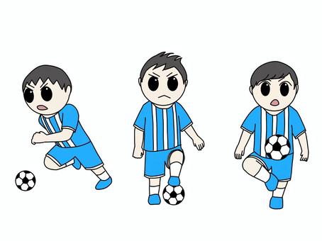 サッカーその２ サッカー,男の子,青いユニフォーム,男子,リフティング,ドリブル,ボールのイラスト素材