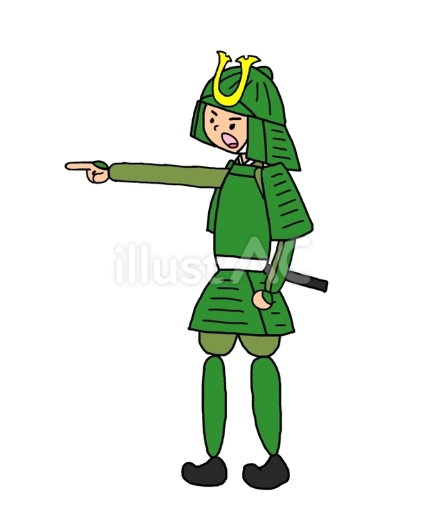 人差し指ポーズの侍大将 武将,武士,侍のイラスト素材