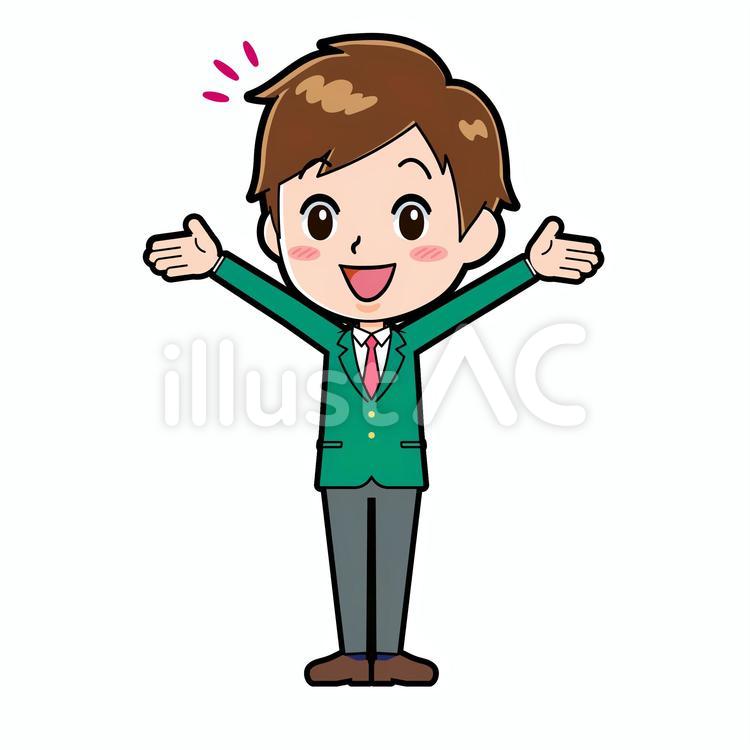 学生ブレザー男性　万歳 男性,人物,学生のイラスト素材