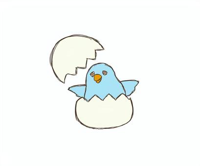青い鳥のヒヨコ ヒヨコ,青い,幸せ,おまじない,卵,割れる,青い鳥,童話のイラスト素材