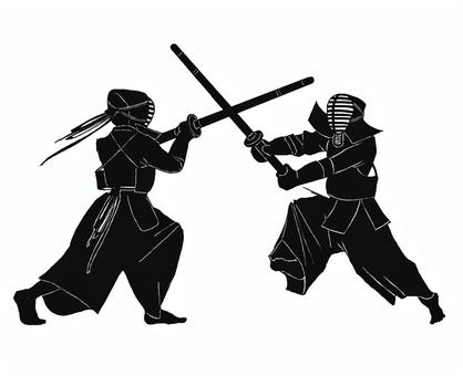 剣道６(シルエット) 剣道,剣士,剣道男子,稽古,試合,錬成試合,竹刀,小手,面,イラストのイラスト素材