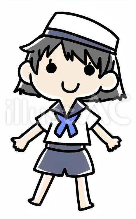 水兵服の少女 水兵服,少女,セーラーのイラスト素材