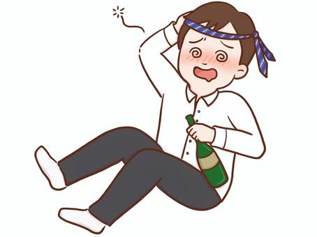 泥酔する男性(カラー) 泥酔する男性(カラー) 男性,会社員,社会人,飲み会,忘年会,酔っぱらい,酔う,納涼祭,酒瓶,瓶のイラスト素材