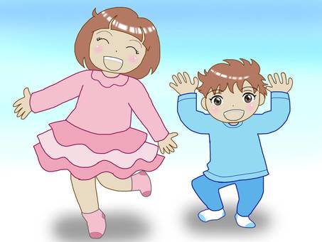 Illustration, sister, younger brother, girl, 