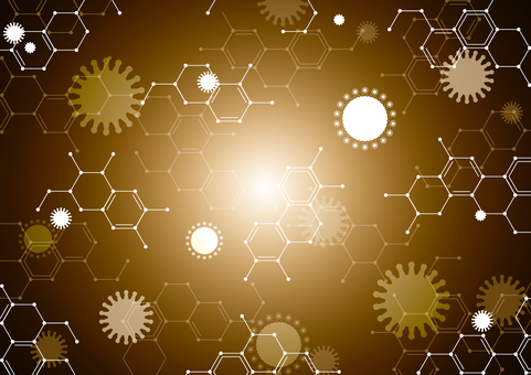 ゴールドの化学構造式とウイルスの背景素材 ウイルス,バクテリア,化学,構造式,幾何学,ライン,サイエンス,光,スタイリッシュ,ゴールドのイラスト素材