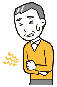 ニット中年男性(黄)-071-バスト  ニット中年男性(黄)-071-バスト 腹痛,おじさん,男性,中年,お父さん,パパ,シニア,ミドルエイジ,人物,かわいいのイラスト素材