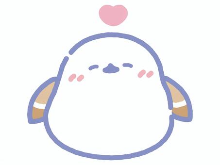 頭上にハートを浮かべたパステルシマエナガ シマエナガ,エナガ,野鳥,鳥,動物,ハート,シンボル,マーク,愛,結婚のイラスト素材